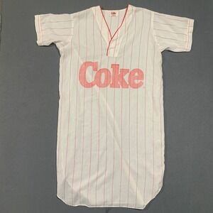 Vintage Coca Cola Coke Baseball Jersey Nightshirt Sleeper Tee Red‎ White XL